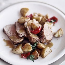 Spicy Pork Tenderloin with Potatoes and Peppers recipe