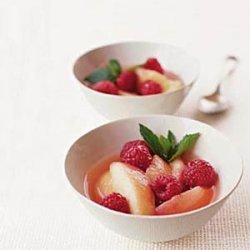 White Peaches and Raspberries in Champagne Syrup recipe