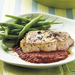 Seared Pork Chops with Spicy Roasted Pepper Sauce recipe