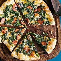 Kale, Chorizo, and Manchego Pizza recipe