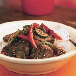 Pork and Stir-Fried Vegetables with Spicy Asian Sauce recipe