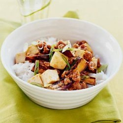 Spicy Eggplant, Pork, and Tofu Stir-fry recipe