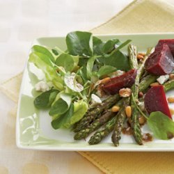 Spring Salad of Roasted Asparagus, Goat Cheese, and Toasted Pine Nuts recipe