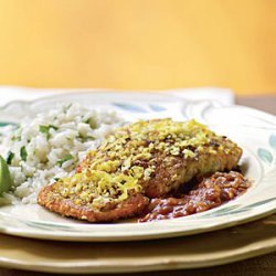 Coconut-Crusted Salmon with Tamarind Barbecue Sauce recipe
