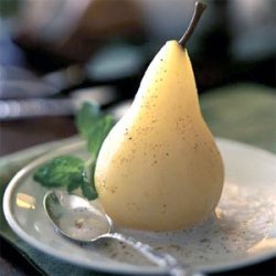 Poached Pears with Cardamom Cream recipe