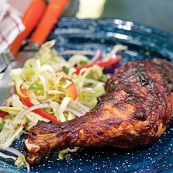 Grilled Chicken with Whiskey Barbecue Sauce and Spicy Slaw recipe
