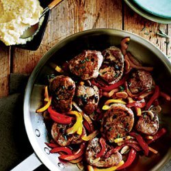 Pork Tenderloin with Red and Yellow Peppers recipe