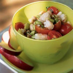 Edamame and Bean Salad with Shrimp and Fresh Salsa recipe