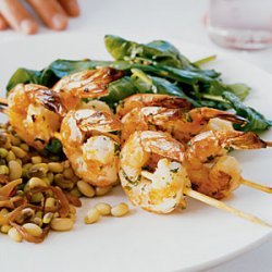 Herb Grilled Shrimp and Wilted Spinach with Fennel recipe