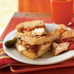 Grilled Chicken and Roasted Red Pepper Sandwiches with Fontina Cheese recipe