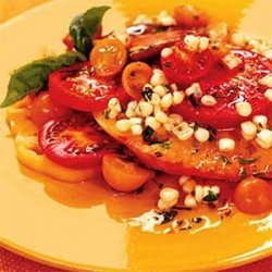 Sliced Tomatoes with Corn and Basil recipe