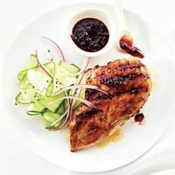 Raspberry-Chipotle Chicken Breasts with Cucumber Salad recipe