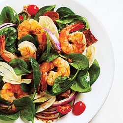 Fennel and Spinach Salad with Shrimp and Balsamic Vinaigrette recipe