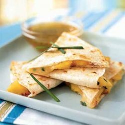 Peach and Brie Quesadillas with Lime-Honey Dipping Sauce recipe