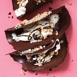 Chocolate Tacos with Ice Cream and Peanuts recipe