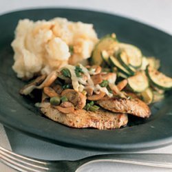 Veal Cutlets With Merlot Mushrooms And Zucchini recipe