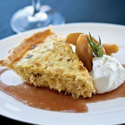 Dungeness Crab Pie with Braised Apples and Meyer Lemon Crème Fraîche recipe