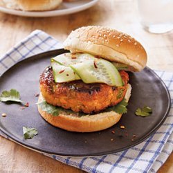 Hoisin-Glazed Salmon Burgers with Pickled Cucumber recipe