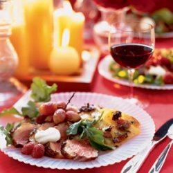 Duck Breast with Crème Fraîche and Roasted Grapes recipe
