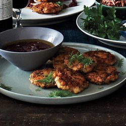 Smoked Fish Fritters with Beet Vinaigrette recipe