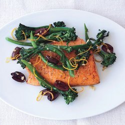 Seared Arctic Char with Broccolini, Olives, and Garlic recipe