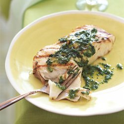 Grilled Halibut with Basil-Shallot Butter recipe