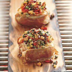 Cedar-Planked Monkfish with Fire-Roasted and Puttanesca Relish recipe
