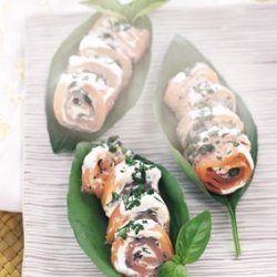 Smoked Salmon and Basil Rolls with Crème Fraîche recipe