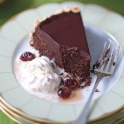 Flourless Chocolate Cake with Toasted Hazelnuts and Brandied Cherries recipe