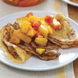 Tropical Fruit Crepes with Vanilla Bean and Rum Butter Sauce recipe