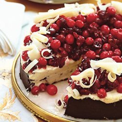 Frozen Grand Marnier Torte with Dark Chocolate Crust and Spiced Cranberries recipe