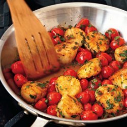 Sauted Scallops with Cherry Tomatoes, Green Onions, and Parsley recipe