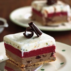 Chocolate-Cherry, Pistachio, and Raspberry Ice Cream Cake recipe