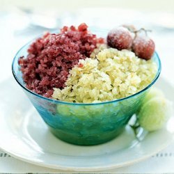 Red and Green Grape Granitas with Muscat and Frozen Sugared Grapes recipe