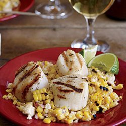 Grilled Scallops with Mexican Corn Salad recipe