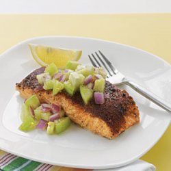 Roasted Salmon with Tomatillo—Red Onion Salsa recipe