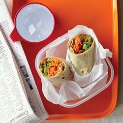 Spicy Peanut, Carrot, and Snap Pea Wraps recipe