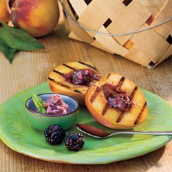 Grilled Peaches with Blackberry-Basil Butter recipe