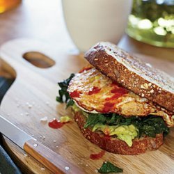 Egg Sandwich with Mustard Greens and Avocado recipe