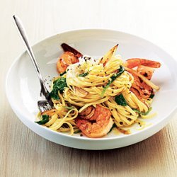 Shrimp Linguine with Ricotta, Fennel, and Spinach recipe