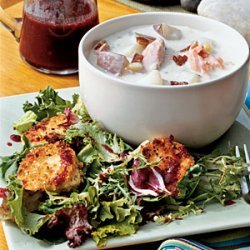 Hazelnut-crusted Goat Cheese with Mixed Greens and Blackberry Vinaigrette recipe