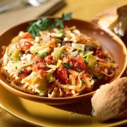 Leeks and Peppers with Linguine recipe