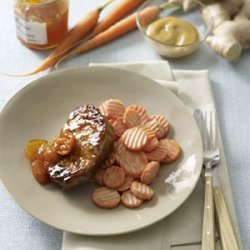 Apricot-Glazed Pork Chops With Honey-Mustard Carrots recipe
