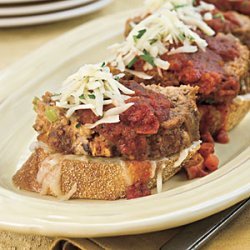 Beef-and-Sausage Meatloaf With Chunky Red Sauce on Cheese Toast recipe