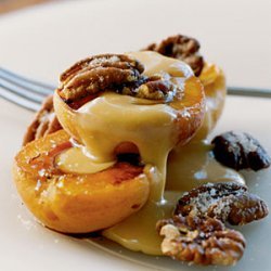 Roasted Apricots with Sugared Pecans and Dulce de Leche recipe