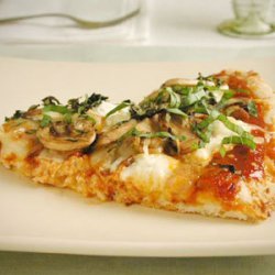Three-Cheese Pizza with Mushrooms and Basil recipe