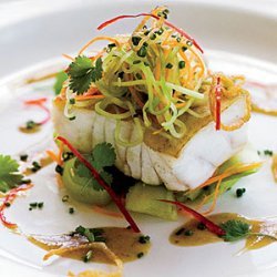 Grouper with Cucumber Salad and Soy-Mustard Dressing recipe