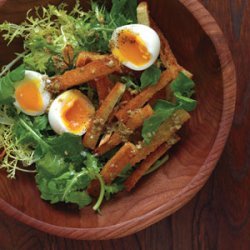 Soft-Boiled Eggs with Warm Croutons and Greens recipe