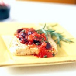 Olive Oil-Poached Mahimahi with Mediterranean Tomato Sauce recipe
