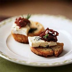 Herb Crostini with Blue Cheese Spread and Caramelized Onion Relish recipe
